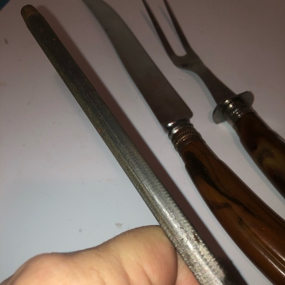 Vintage stainless steel Washington forge Carving Set with Brown Handles - Picture 5 of 7